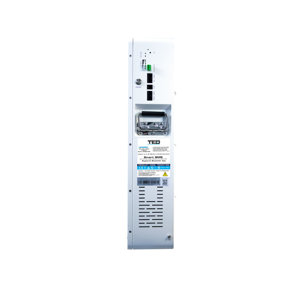 Acumulator LiFePo4 51.2V 100Ah, Putere 5.12kW si Dimensiuni 625 x 420 x 154 mm Montaj Perete, BMS, Wi-Fi, Bluetooth, LCD, M8 [2]