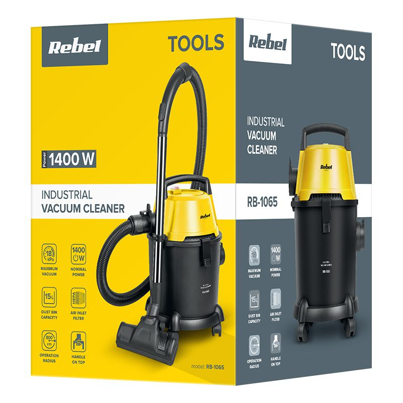 Aspirator industrial Uscat si Umed 2 in 1 Rebel, 1400 W, 15 l, filtru HEPA, filtrare F8, roti, maner transport, Wet & Dry Rebel [4]