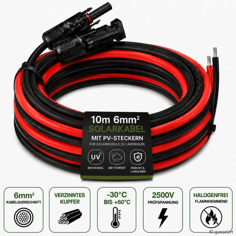 Cablu de conectare profesional Offgridtec 10 m 6 mm² pentru modul solar la regulator de încărcare solară [2]
