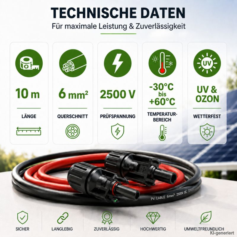 Cablu de conectare profesional Offgridtec 10 m 6 mm² pentru modul solar la regulator de încărcare solară [3]
