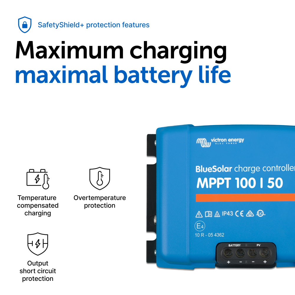 Controler solar MPPT Victron BlueSolar 100/50 – 50A pentru sisteme solare medii si baterii de capacitate mare [4]