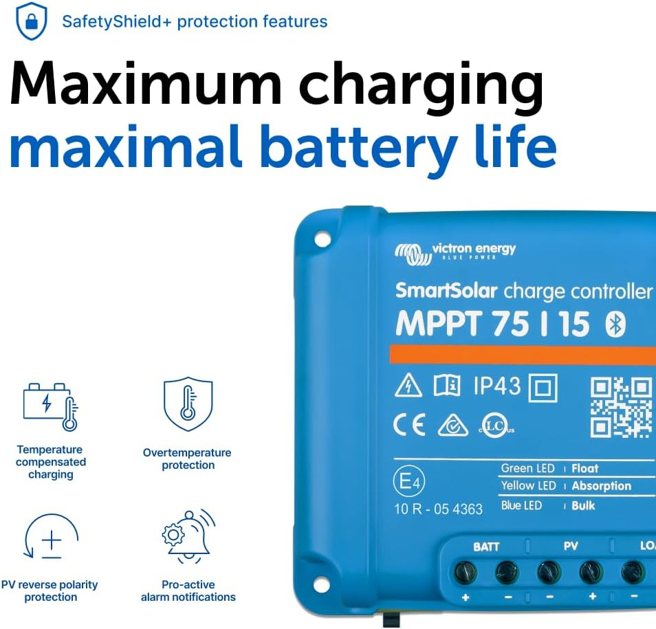 Controler solar MPPT Victron SmartSolar 75/15, 15A 12V/24V, cu Bluetooth integrat [3]