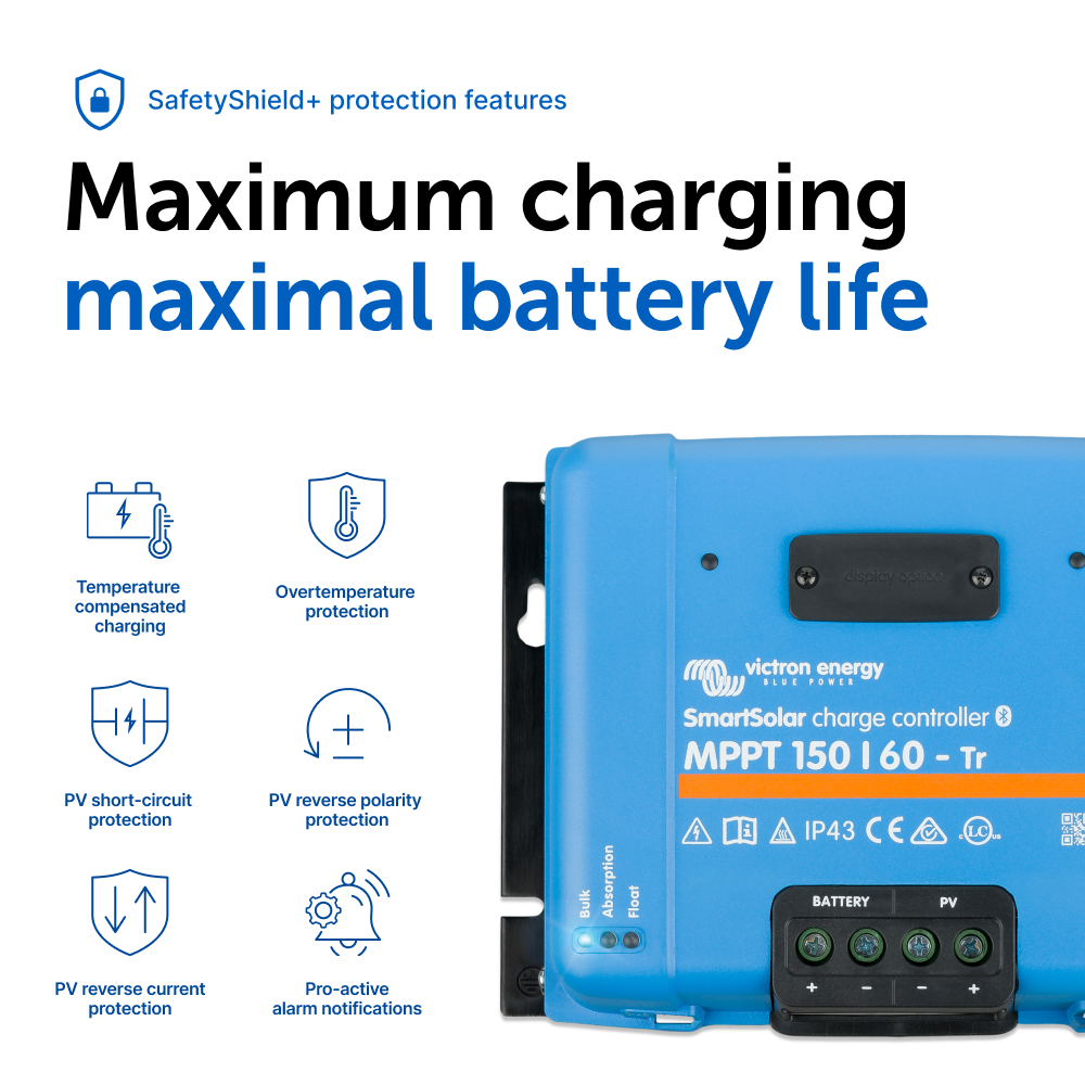 Controler solar MPPT Victron BlueSolar 150/60-Tr – 12V/24V/48V, 60A, pentru sisteme solare mari si baterii de capacitate mare [3]