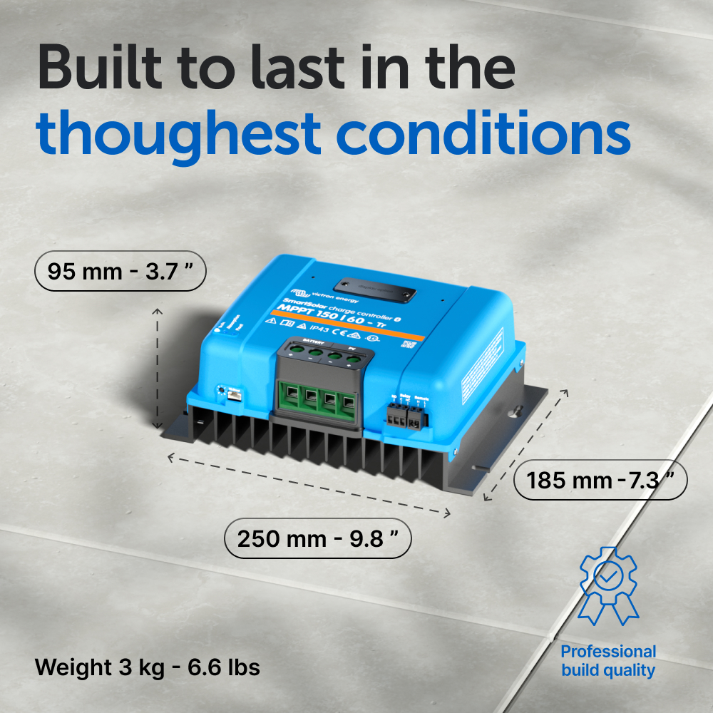 Controler solar MPPT Victron BlueSolar 150/60-Tr – 12V/24V/48V, 60A, pentru sisteme solare mari si baterii de capacitate mare [5]