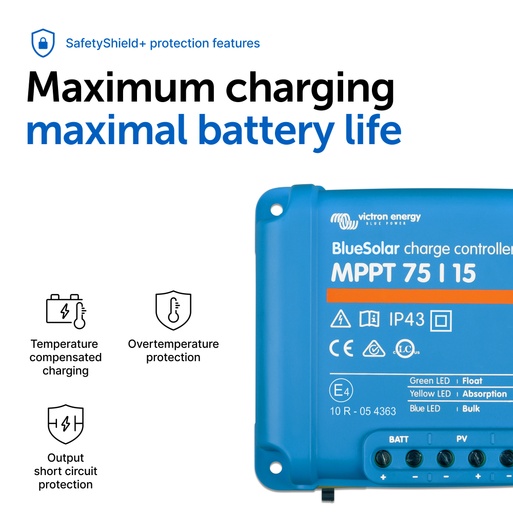 Controler solar MPPT Victron BlueSolar 75/15, 15A pentru sisteme solare 12V si 24V [3]