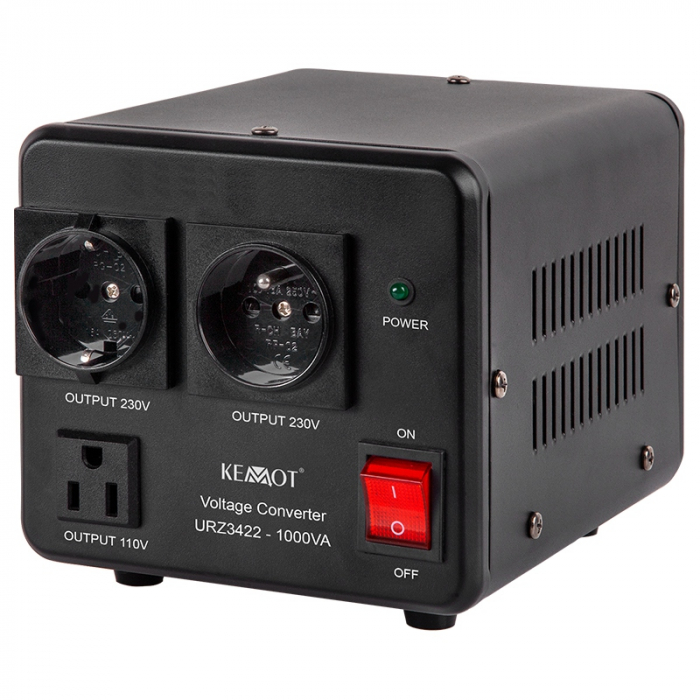 Convertor de Tensiune 800W / 1000VA, Bidirectional 230V↔115V, Toroidal, 3 Tipuri de Prize, Kemot [2]