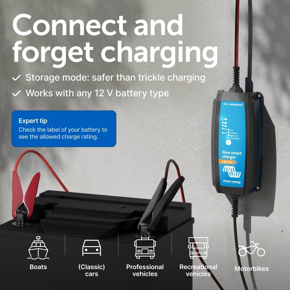 Incarcator redresor inteligent Victron Energy Blue Smart IP65 24V 5A, pentru baterii auto si moto (AGM, Gel, Li-ion, Deep Cycle), functie mentenanta si desulfatare [7]