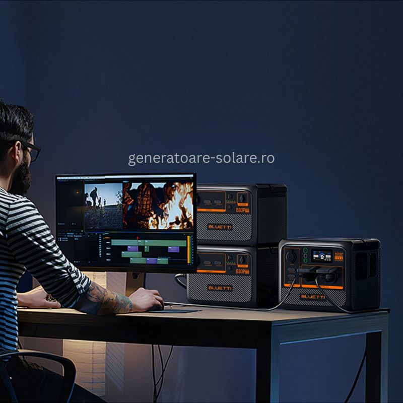Kit Generator Solar Portabil 600W 1310Wh, Bluetti AC60P + B80P + panou 200W [30]