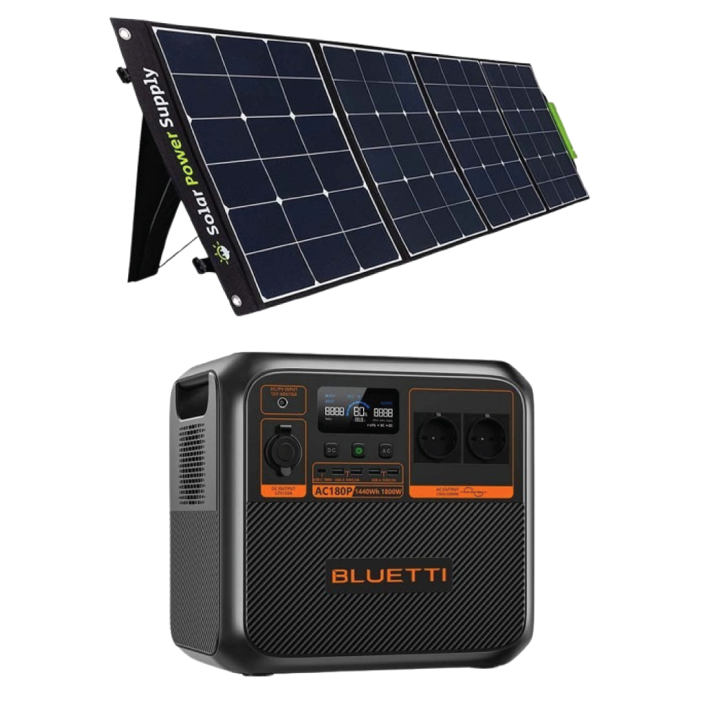 Kit Generator Solar Portabil Bluetti AC180P 1800W 1440Wh LifePO4 cu panou 200W [2]