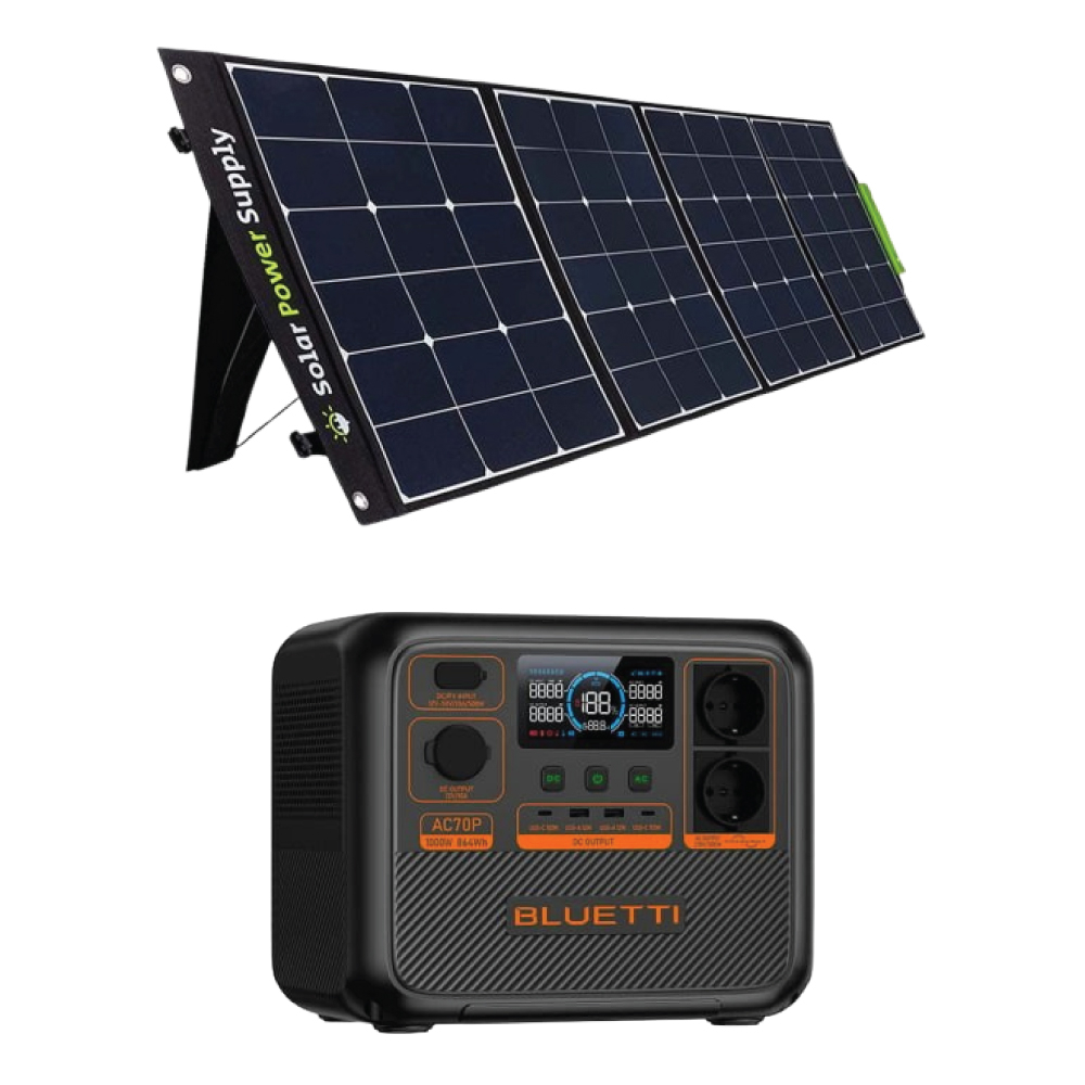 Kit Generator Solar Portabil Bluetti AC70P 1000W 864Wh LifePO4 + panou 200W [2]
