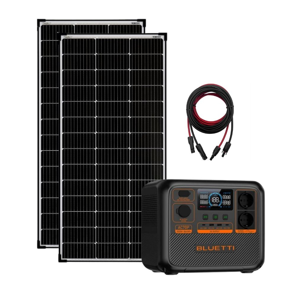 Kit Generator Solar Portabil Bluetti AC70P 1000W 864Wh LifePO4 + panou rigid 2 x 150W [1]