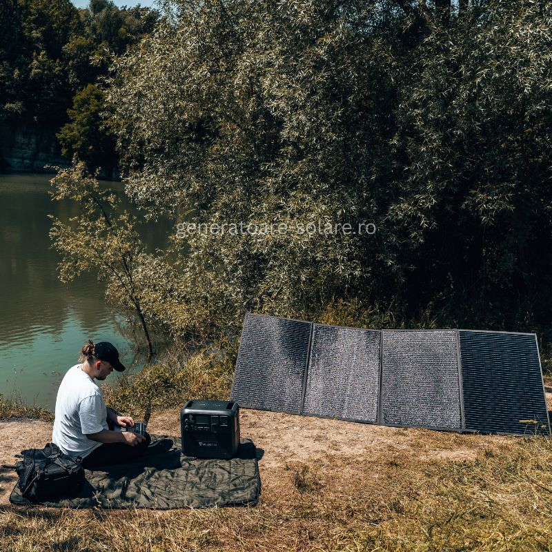 Kit Generator Solar Portabil Bluetti Poweroak 2200W 2048Wh Ac200Max + 2 X panou 400W [12]