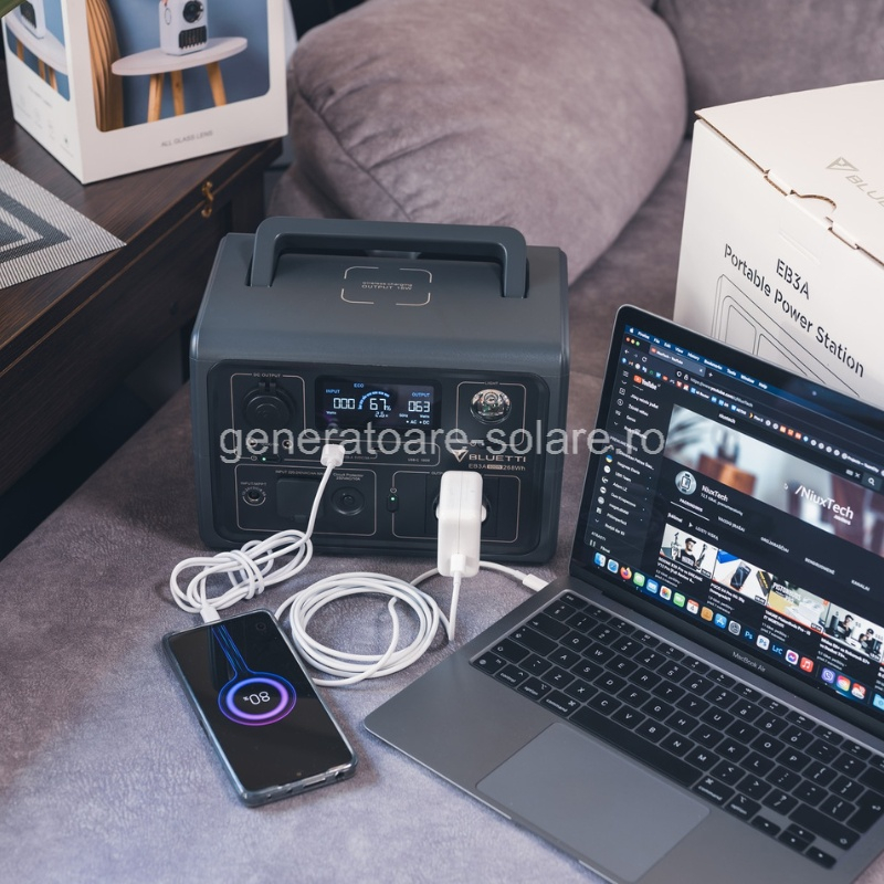 Kit Generator Solar Portabil Bluetti Poweroak 600W 268Wh Eb3A + Panou 200W [17]