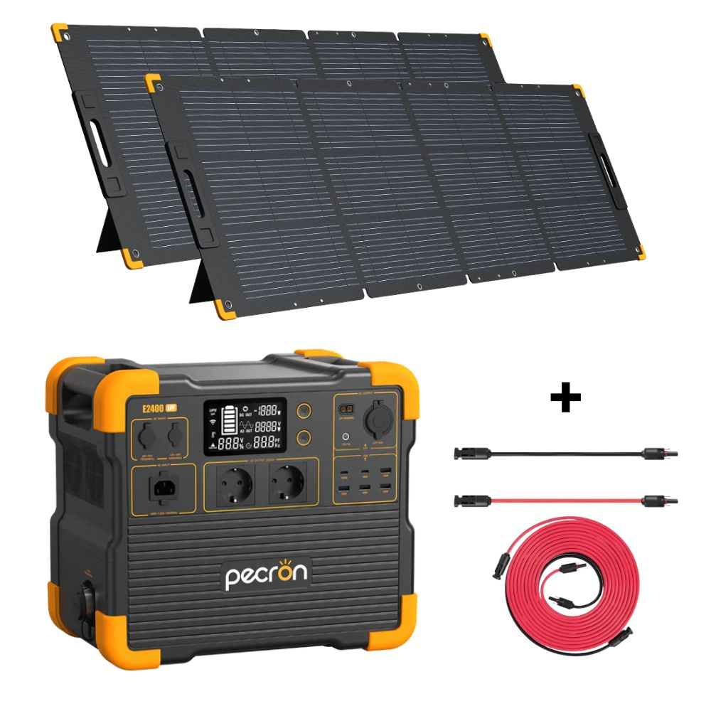 Kit generator solar portabil PECRON E2400LFP, 2048Wh, 2400W, 230V, Incarcare super rapida, LiFePO4, Controler MPPT dublu, Protectie BMS + 2 Panouri solare 200W [1]