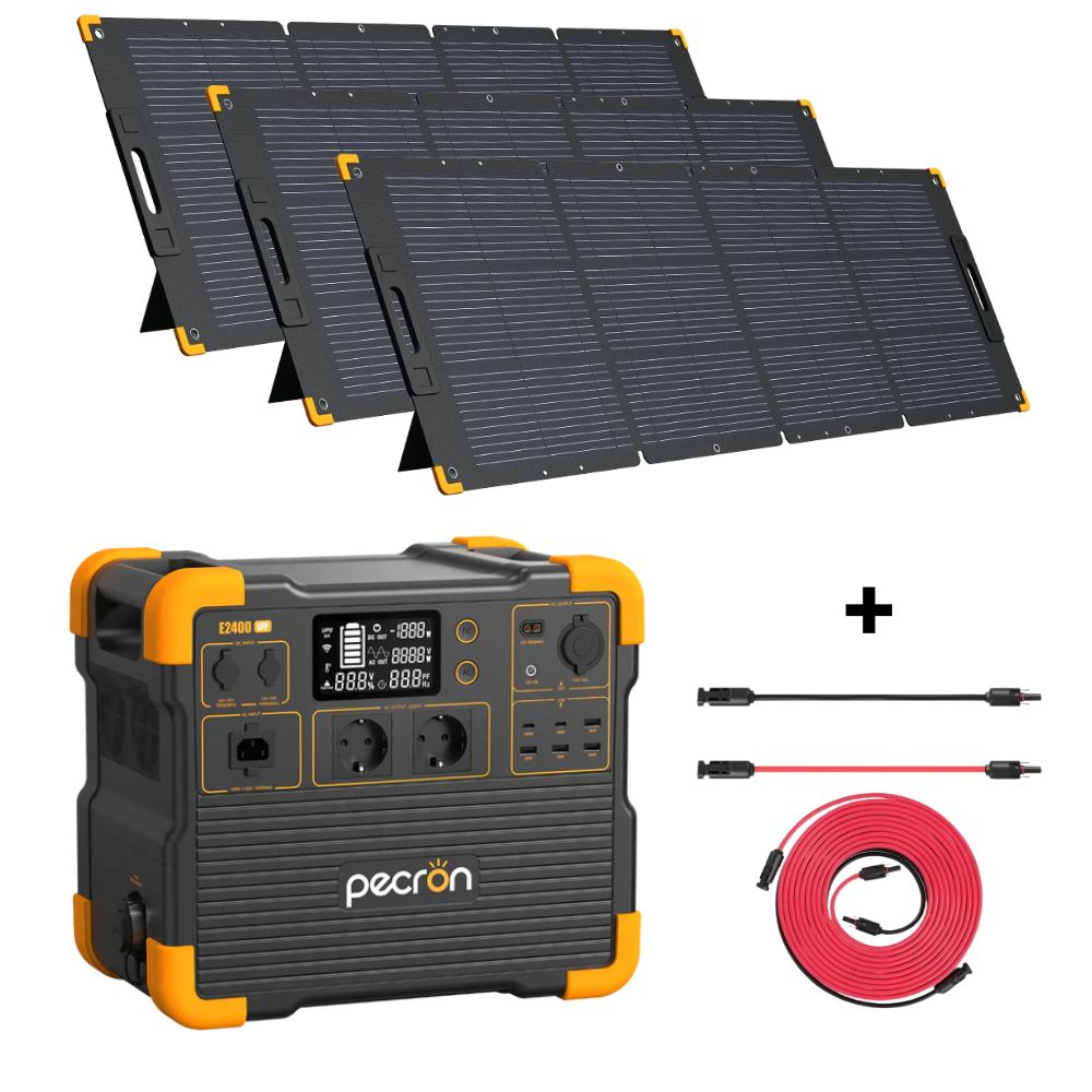 Kit generator solar portabil PECRON E2400LFP, 2048Wh, 2400W, 230V, Incarcare super rapida, LiFePO4, Controler MPPT dublu, Protectie BMS + 3 Panouri solare 200W [1]