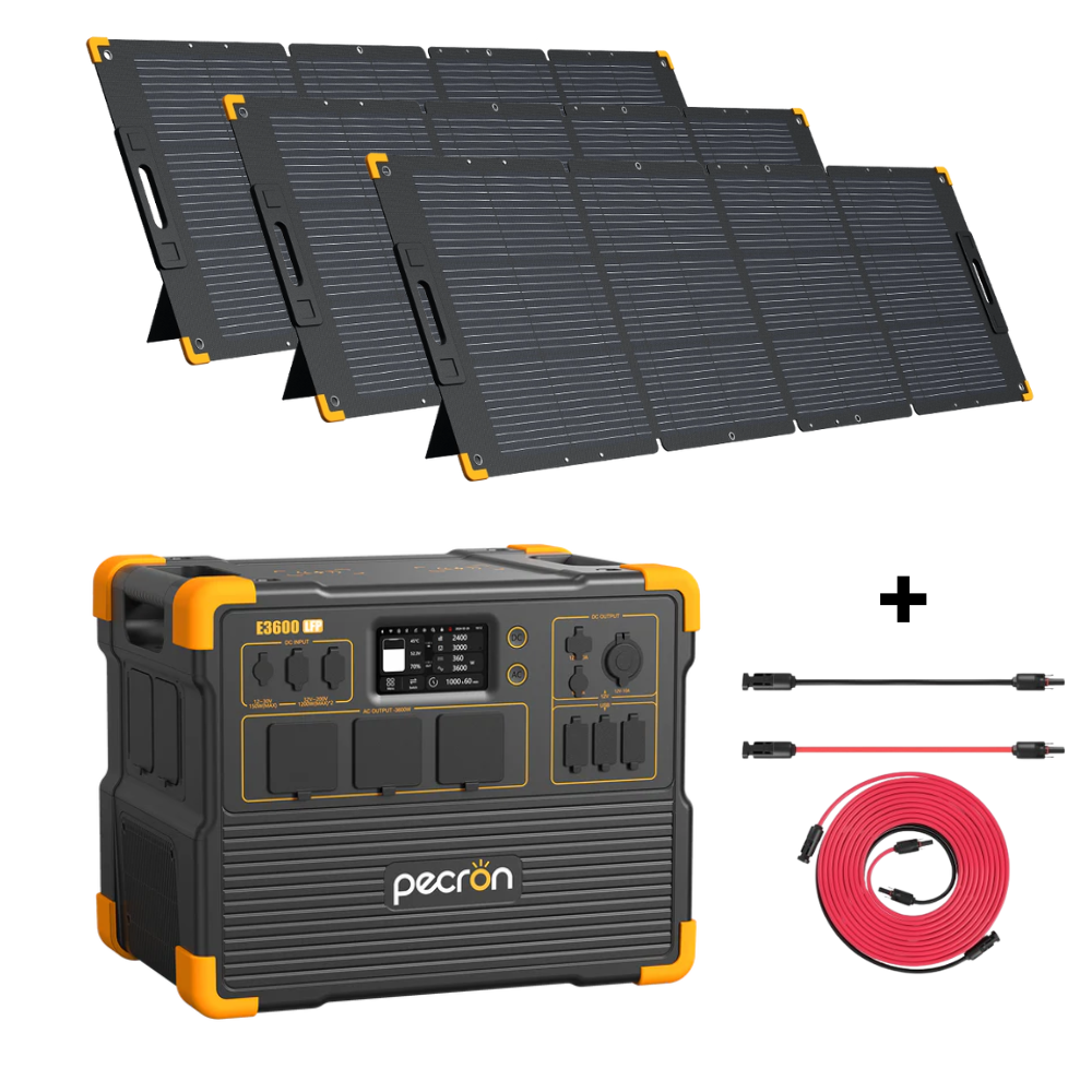 Kit generator solar portabil PECRON E3600LFP, 3072Wh 3600W, 230V, afisaj digital, incarcare super rapida 1.5h, baterie LiFePO4, MPPT dual, 14 iesiri + 3 panouri 200W [1]