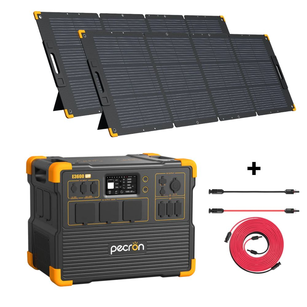 Kit generator solar portabil PECRON E3600LFP, 3072Wh 3600W, 230V, afisaj digital, incarcare super rapida 1.5h, baterie LiFePO4, MPPT dual, 14 iesiri + 2 panouri 200W [1]