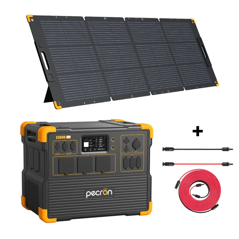 Kit generator solar portabil PECRON E3600LFP, 3072Wh 3600W, 230V, afisaj digital, incarcare super rapida 1.5h, baterie LiFePO4, MPPT dual, 14 iesiri + panou 200W [1]