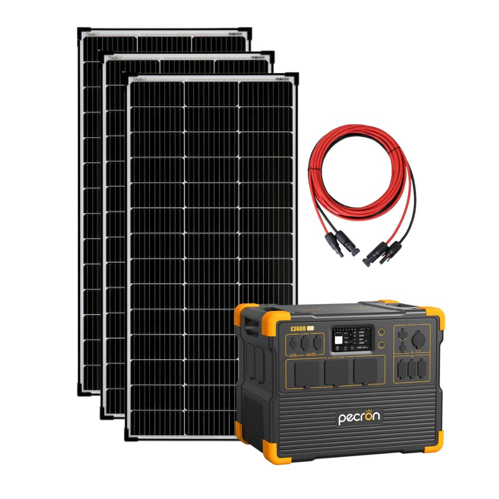 Kit generator solar portabil PECRON E3600LFP, 3072Wh 3600W, 230V, afisaj digital, incarcare super rapida 1.5h, baterie LiFePO4, MPPT dual + 3 panouri rigide 150W [1]