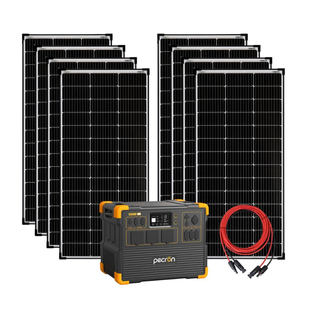 Kit generator solar portabil PECRON E3600LFP, 3072Wh 3600W, 230V, afisaj digital, incarcare super rapida 1.5h, baterie LiFePO4, MPPT dual + 8 panouri rigide 150W [1]
