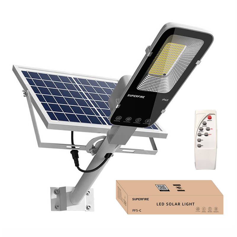 Lampă stradală solară LED Superfire FF5-C, 1200 lm, acumulator 15.000 mAh, panou solar și telecomandă [2]