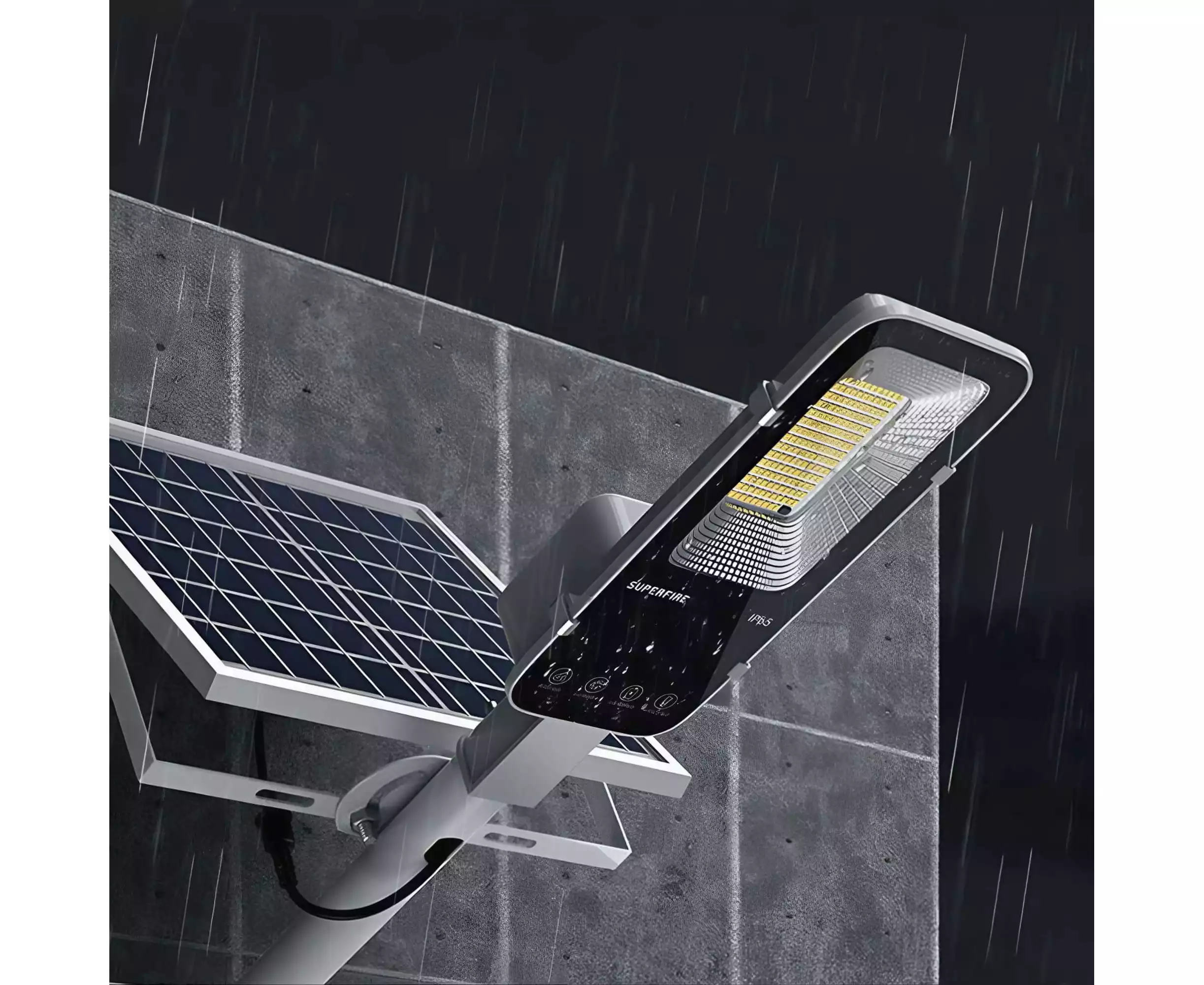 Lampă stradală solară LED Superfire FF5-E, 2000 lm, acumulator 20.000 mAh, panou solar și telecomandă [3]