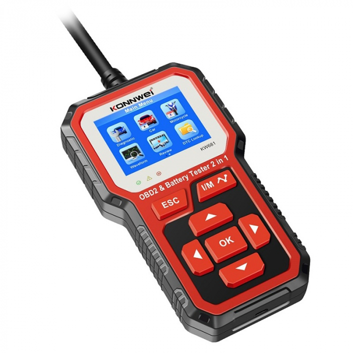 Diagnoza si Tester Baterie Auto 2in1 Konnwei KW681, 6V si 12V, Testare Tensiune, Pornire la Rece, Rezistenta, Stadiu Incarcare, ACID/AGM/EGL/EFB, Compatibil Android si iOS [2]