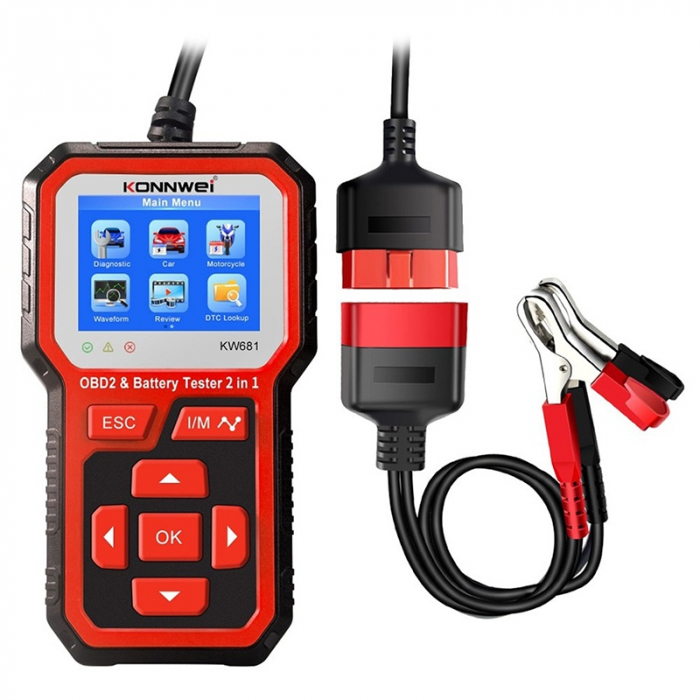 Diagnoza si Tester Baterie Auto 2in1 Konnwei KW681, 6V si 12V, Testare Tensiune, Pornire la Rece, Rezistenta, Stadiu Incarcare, ACID/AGM/EGL/EFB, Compatibil Android si iOS [10]