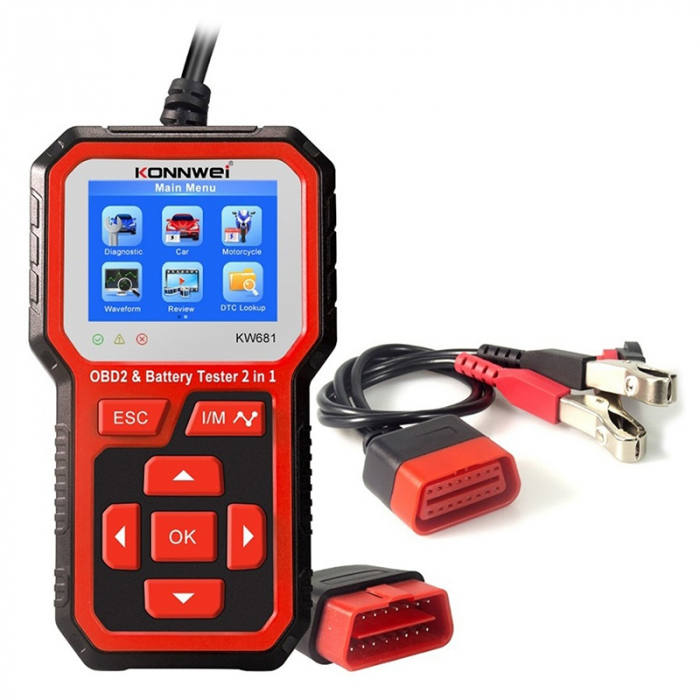 Diagnoza si Tester Baterie Auto 2in1 Konnwei KW681, 6V si 12V, Testare Tensiune, Pornire la Rece, Rezistenta, Stadiu Incarcare, ACID/AGM/EGL/EFB, Compatibil Android si iOS [8]