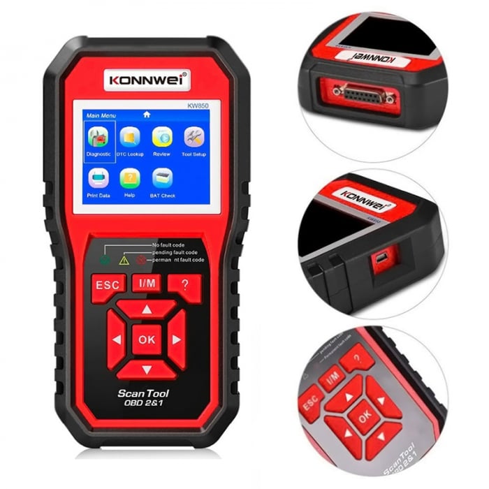 Diagnoza Auto Multimarca Konnwei KW 850 Full OBD2 Tester Auto Dedicat BMW Mini Cooper Mercedes Audi Diagnostic Scanner ABS ESP SRS Transmisie Motor Toate Marcile Dupa 1996 [9]