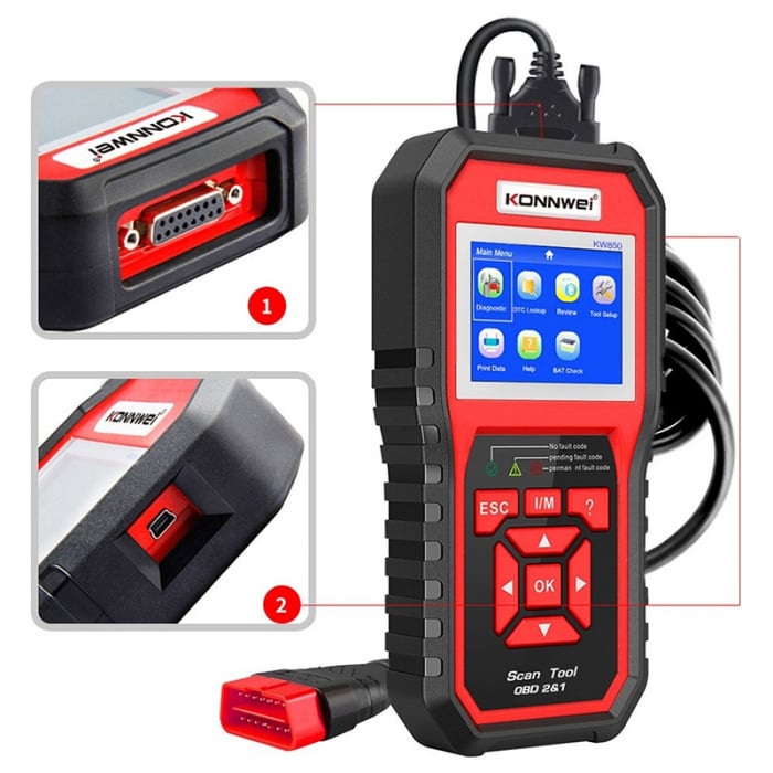 Diagnoza Auto Multimarca Konnwei KW 850 Full OBD2 Tester Auto Dedicat BMW Mini Cooper Mercedes Audi Diagnostic Scanner ABS ESP SRS Transmisie Motor Toate Marcile Dupa 1996 [7]