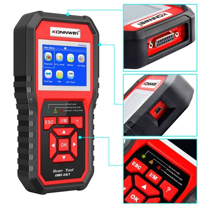 Diagnoza Auto Multimarca Konnwei KW 850 Full OBD2 Tester Auto Dedicat BMW Mini Cooper Mercedes Audi Diagnostic Scanner ABS ESP SRS Transmisie Motor Toate Marcile Dupa 1996 [8]