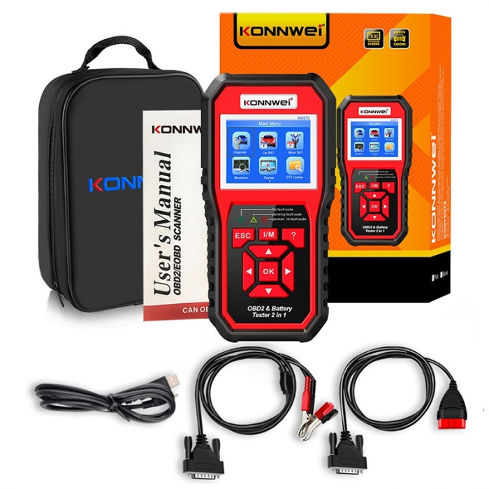 Tester baterii si diagnostice OBD II KONNWEI KW870, 2 in 1, pentru masini 12V, functii complete [8]