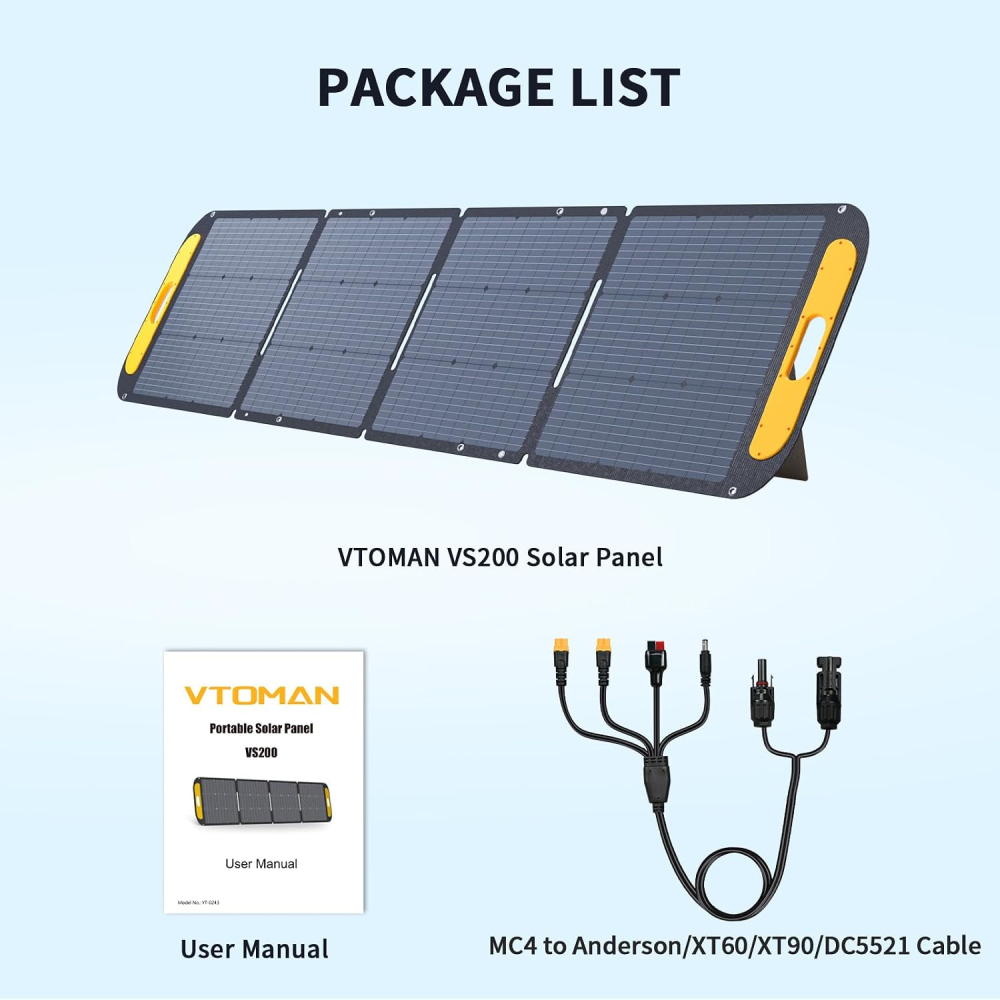 Panou solar portabil VTOMAN VS200 de 200 W [11]