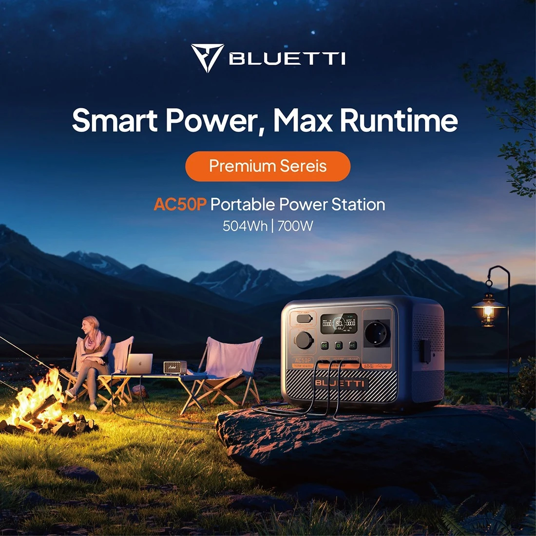 Kit generator solar portabil Bluetti AC50P 700W 504Wh + panou 200W Bluetti [5]