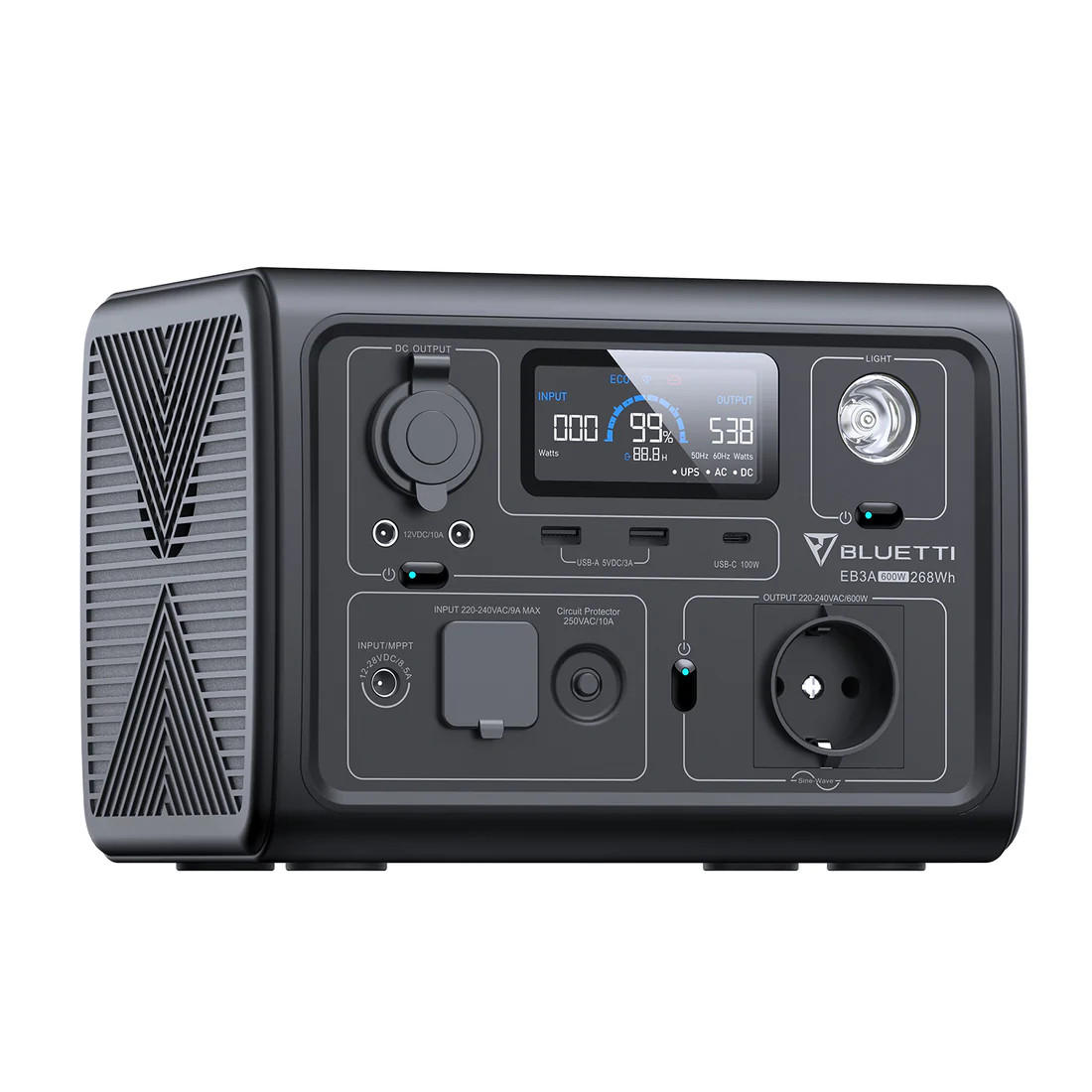 Statie de alimentare portabila Bluetti Poweroak EB3A 600W 268Wh, ecran LCD, 600W, 268,8Wh, LiFePO4, Putere de varf 1200W [3]