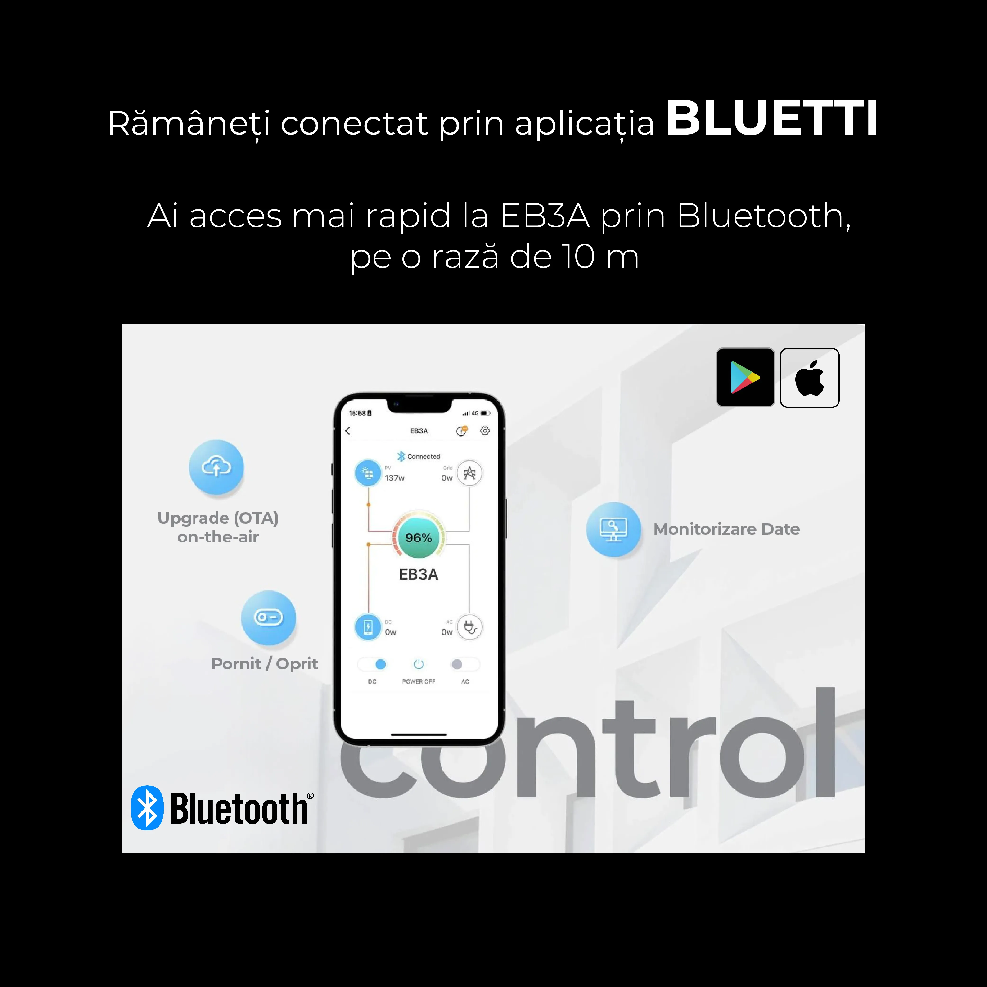 Statie de alimentare portabila Bluetti Poweroak EB3A 600W 268Wh, ecran LCD, 600W, 268,8Wh, LiFePO4, Putere de varf 1200W [12]