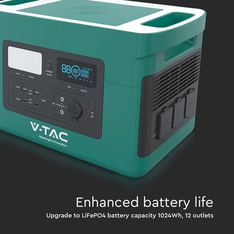 Statie de alimentare portabila V-TAC VT-1001N 1000W 1024Wh [10]