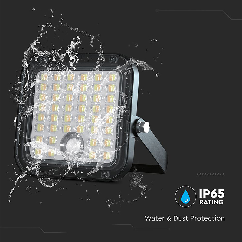Proiector LED solar 10W 1500lm IP65 cu lumina rece si neutra 4000K + 6000K - Negru [14]