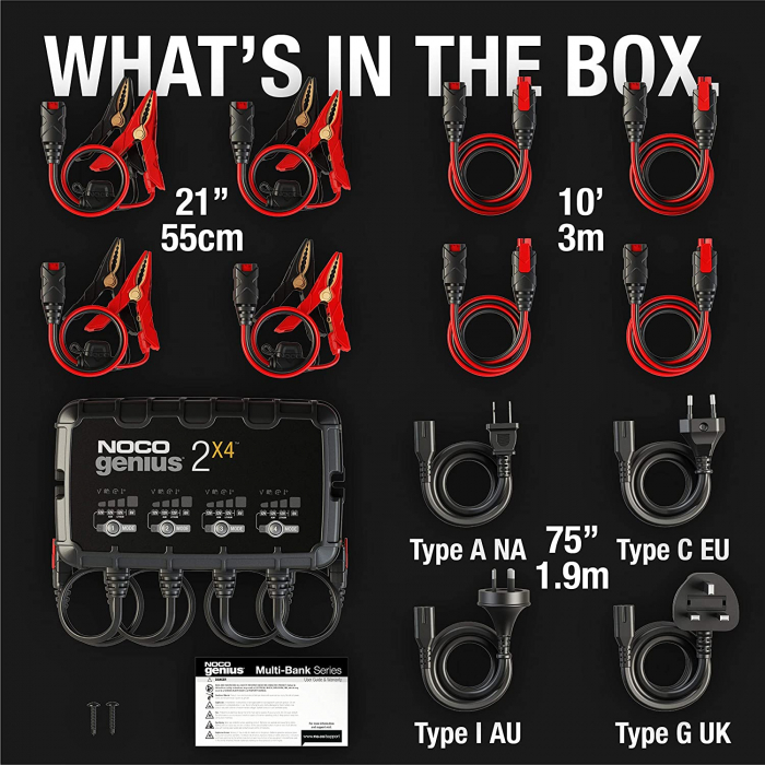 Redresor Noco GENIUS2X4 auto moto 6V / 12V 4 x 2A pentru acumulatori Plumb-Acid AGM GEL VRLA Litiu [5]