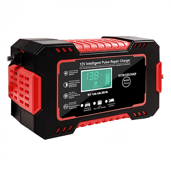Redresor automat cu microprocesor Eurokomp E6165, 12V 6A, 100W, pentru auto/moto, mod vara/iarna, functie regenerare, LCD, 150 x 85 x 62 mm [2]