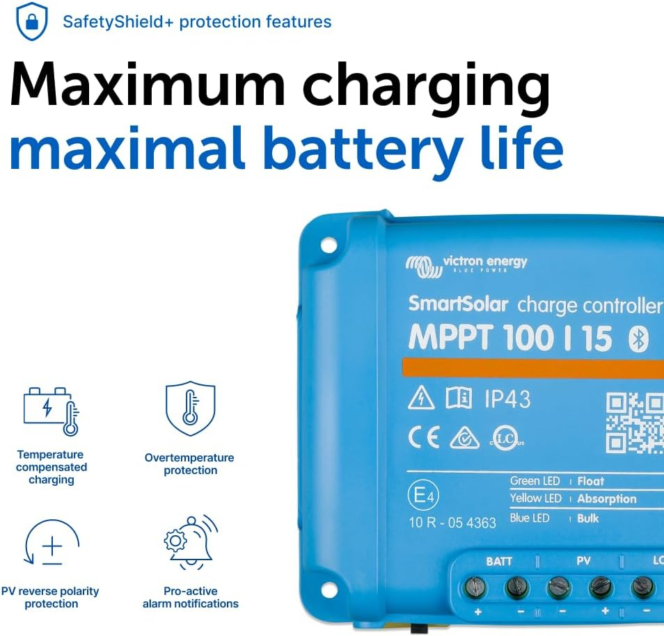 Regulator incarcare solara MPPT 100/15 Victron Energy SmartSolar cu Bluetooth, 12V/24V, 15A, eficienta maxima pentru panouri pana la 100V [3]