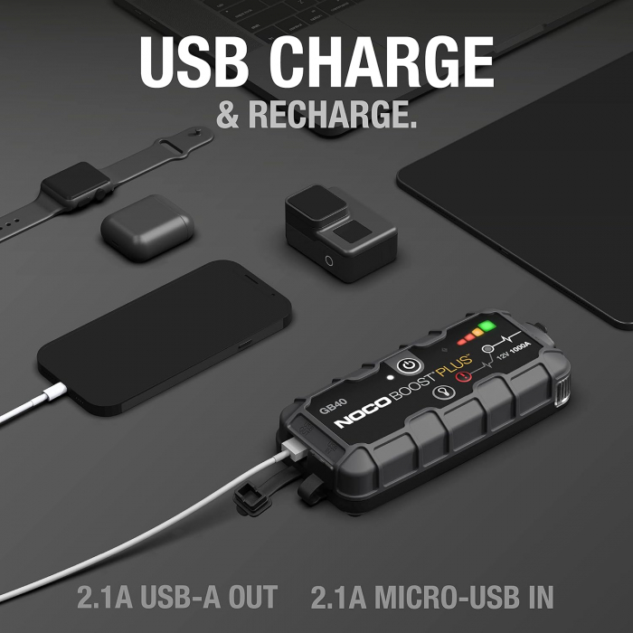 Robot Pornire Auto, Jump Starter Auto 12V Portabil, Curent Pornire 1000A Litiu-Ion, Noco Boost Gb40 [5]