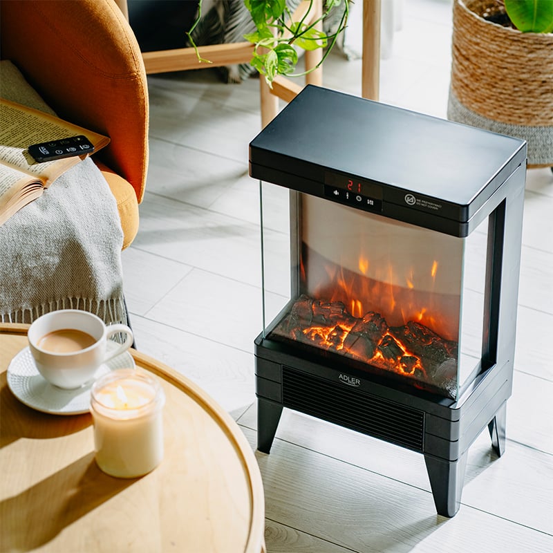 Semineu electric 2000W, sticla securizata, efect flacara 3D, 2 trepte [9]