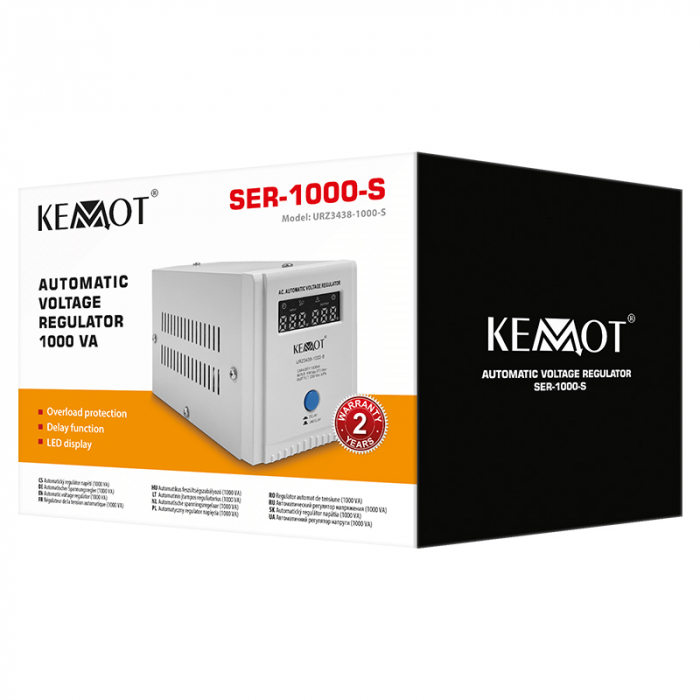Stabilizator de tensiune automat 1000VA / 700W, 150–270V AC, Monofazat, 2 kg, 90 × 179 × 112 mm – Kemot [5]
