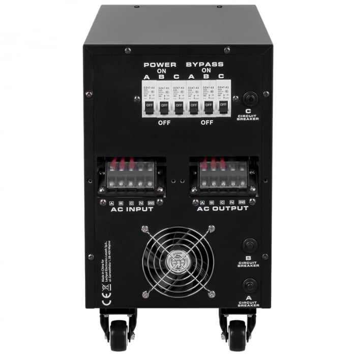 Stabilizator de Tensiune cu Servomotor Trifazat 10.000VA, Cu Siguranțe și Roti, 225–450V AC, Afișaj LED, Kemot PROAVR-10K [4]