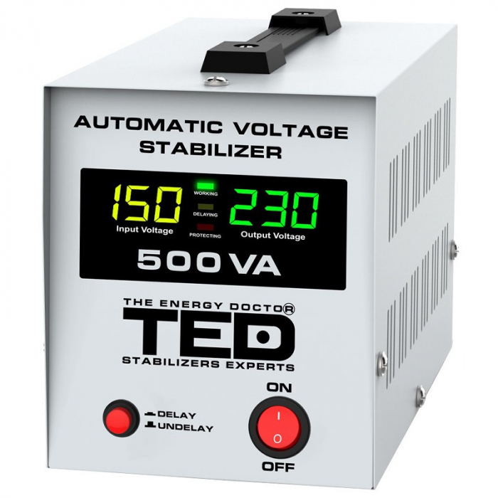 Stabilizator Tensiune Automat AVR 500VA / 300W, Unda Sinusoidala Pura, Display LCD, 1 x Schuko, Ted Electric [2]