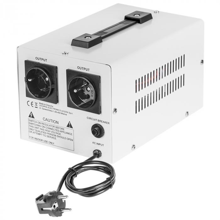 Stabilizator de tensiune cu servomotor 1000VA, 130-260V AC, 2 x Schuko, Monofazat, Kemot [3]