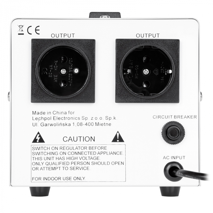 Stabilizator de tensiune cu servomotor 1000VA, 130-260V AC, 2 x Schuko, Monofazat, Kemot [4]