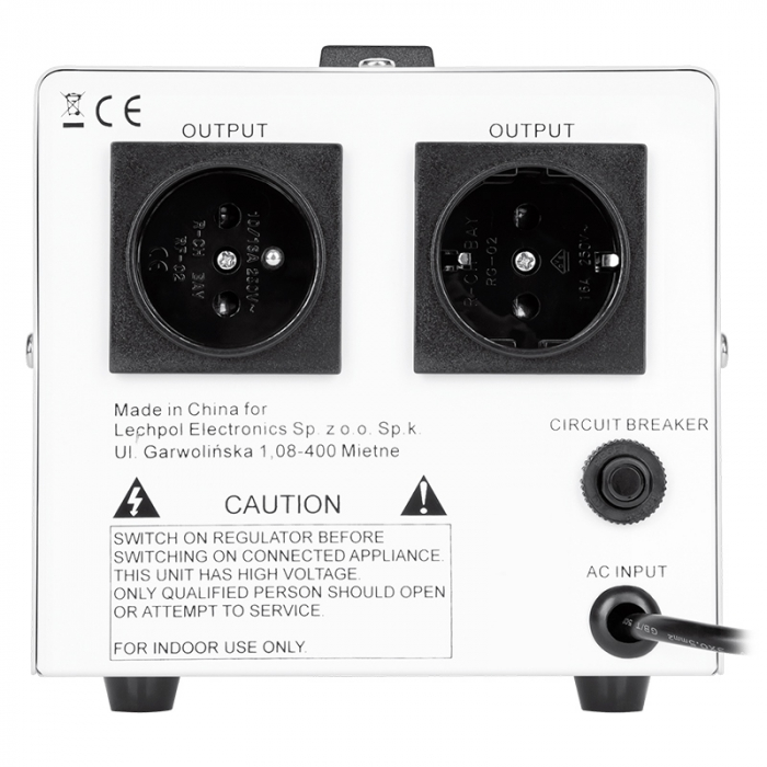 Stabilizator de tensiune cu servomotor 500VA, 130-260V AC, 2 x Schuko, Monofazat, Kemot [5]